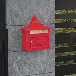 Cutie Postala Montata pe Perete cu usa Rosu 40,5 x 15,5 x 44 cm GartenMobel Dekor