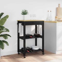 Troler de Bucatarie Simplu Negru 88.5 x 40 x 84 cm GartenMobel Dekor