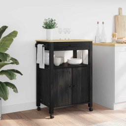 Troler de Bucatarie Simplu Negru 88,5 x 40 x 60 cm GartenMobel Dekor