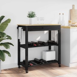 Troler de Bucatarie Simplu Negru 88.5 x 40 x 84 cm GartenMobel Dekor