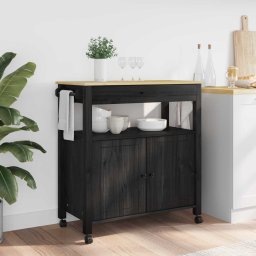 Troler de Bucatarie Simplu Negru 88,5 x 40 x 48 cm GartenMobel Dekor