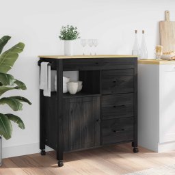 Troler de Bucatarie Simplu Negru GartenMobel Dekor