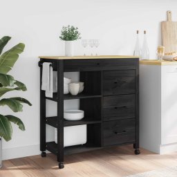 Troler de Bucatarie Negru GartenMobel Dekor