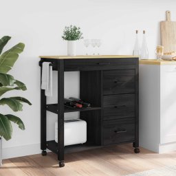 Troler de Bucatarie Simplu Negru GartenMobel Dekor