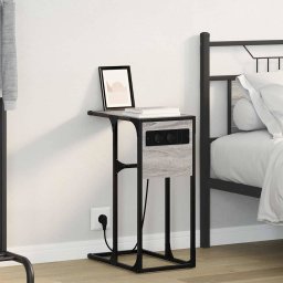 Noptiera gri sonoma cu statie de încarcare USB, 41,5 x 26 x 60,5 cm