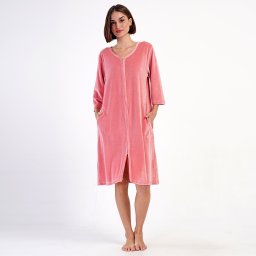 Halat Damă cu Fermoar Mărimi Mari Soft Velur Vienetta 'Blush' Răsfăț Călduros