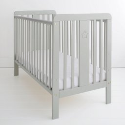 Patut din lemn pentru bebe, inaltime saltea reglabila, star baby gri 120x60 cm