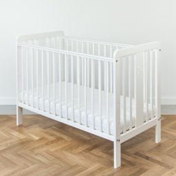Patut din lemn pentru bebe, inaltime saltea reglabila, star baby alb 120x60 cm