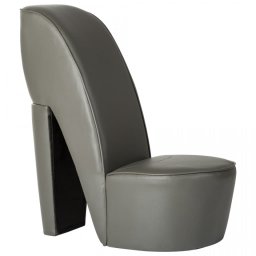 Scaun, design toc înalt, gri, piele ecologică