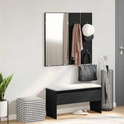 Set mobilier hol cu sertar 4 pcs Stejar Negru Lemn compozit GartenMobel Dekor