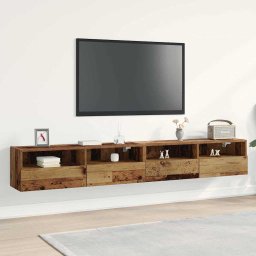 Dulap TV de perete Pe perete 2 pcs Lemn Vechi 100 x 30 x 30 cm GartenMobel Dekor