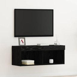 Set comoda TV Stejar Negru 80 x 30 x 30 cm Lemn compozit GartenMobel Dekor