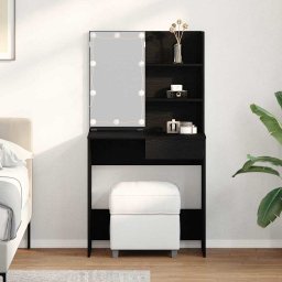 Masa de Machiaj Stejar Negru 74,5 x 40 x 141 cm Lemn compozit GartenMobel Dekor