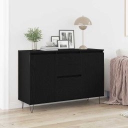 Bufet cu sertar Stejar negru 101.5 x 35 x 70 cm Lemn compozit GartenMobel Dekor