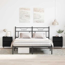Set 2 noptiere dormitor stejar negru, 2 sertare, 40 x 35 x 50 cm
