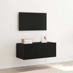 Dulap TV de perete Stejar Negru 80 x 35 x 31 cm Lemn compozit GartenMobel Dekor