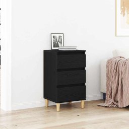 Noptiera dormitor stejar negru 40x35x70 cm, 3 sertare, lemn compozit