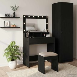 Masa de Machiaj Stejar Negru 75,5 x 41 x 135 cm Lemn compozit GartenMobel Dekor