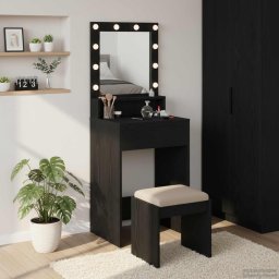 Masa de Machiaj Stejar Negru 50 x 41 x 135 cm Lemn compozit GartenMobel Dekor