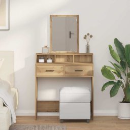 Masa de Machiaj Stejar Artizanal 79 x 41 x 140 cm Lemn compozit GartenMobel Dekor