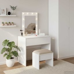 Masa de Machiaj cu sertar Alb 60 x 40 x 70 cm Lemn compozit GartenMobel Dekor