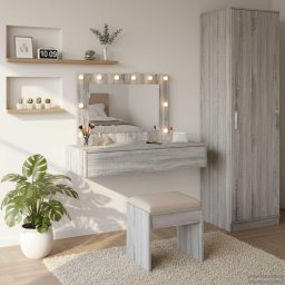 Masa de Machiaj cu sertar Gri 100 x 40 x 70 cm Lemn compozit GartenMobel Dekor