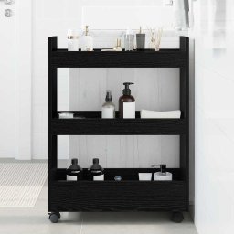 Trolley pentru Depozitare Ingust Stejar Negru 60 x 22 x 80 cm GartenMobel Dekor