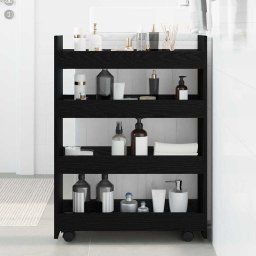 Trolley pentru Depozitare Ingust Stejar Negru 60 x 20 x 82 cm GartenMobel Dekor