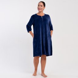 Halat Damă cu Fermoar Mărimi Mari Soft Velur Vienetta 'Sera Blue' Răsfăț Călduros