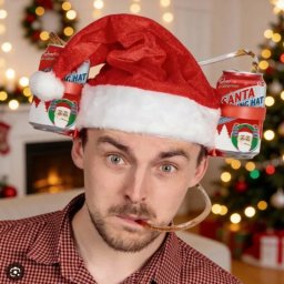 Caciula haioasa cu suport pentru bauturi, Mos Craciun