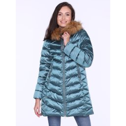 PERSO Woman's Women's winter casual jacket with nice eco fur on the hood