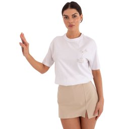 Tricou alb cu mânecă scurtă