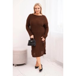 Rochie tricotată mărime mare, cu mohair și buzunar