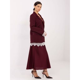Sacou vișiniu cu garnitură de dantelă