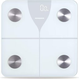 Cantar de baie HBS-BTH180WH, sticla securizata 5mm, 180kg, functie bluetooth, display led, gradare: 100g, pornire/oprire automata, baterii: 3 x 1.5v aaa (nu sunt incluse), alb