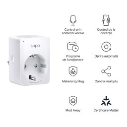 Mini priza WiFi smart compatibila cu Matter TP-Link - TAPO P100M