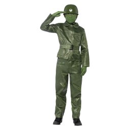 Costum carnaval copii soldat de jucarie verde 4-6 ani
