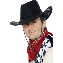 Palarie petrecere cowboy cusuta neagra