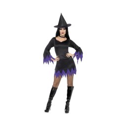 Costum Halloween femei vrajitoare negru cu mov S 36-38