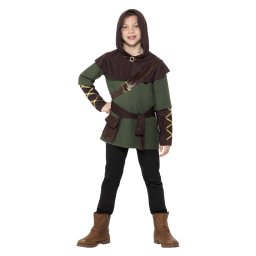 Costum carnaval copii vanator Robin Hood verde cu maro 4-6 ani