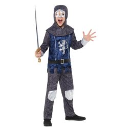 Costum carnaval copii print cavaler medieval albastru 4-6 ani