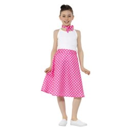 Set accesorii anii 50 roz cu alb pentru copii 4-7 ani