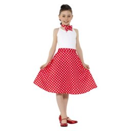 Set accesorii anii 50 rosu cu alb pentru copii 4-7 ani