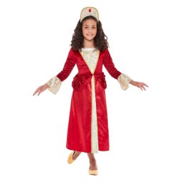 Costum carnaval copii printesa tudoriana rosu 10-12 ani