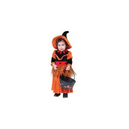 Costum Halloween copii vrajitoare portocalie 3-4 ani