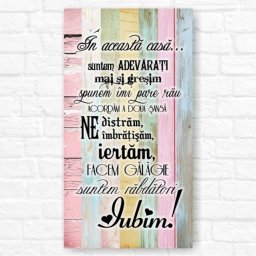 Tablou mesaj motivational IN ACEASTA CASA roz