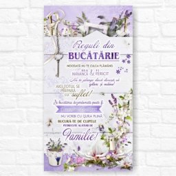 Tablou mesaj motivational REGULI DIN BUCATARIE mov
