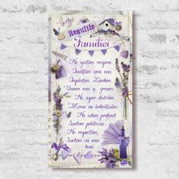 Tablou mesaj motivational REGULILE FAMILIEI mov