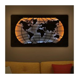 Li-Go 4868/DUB2 - Decorațiune de perete LED, 24W, 230V, 110x60 cm, stejar/harta lumii