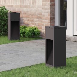 Lampa de parcurs LED solar 2 pcs Negru Otel laminat la rece GartenMobel Dekor